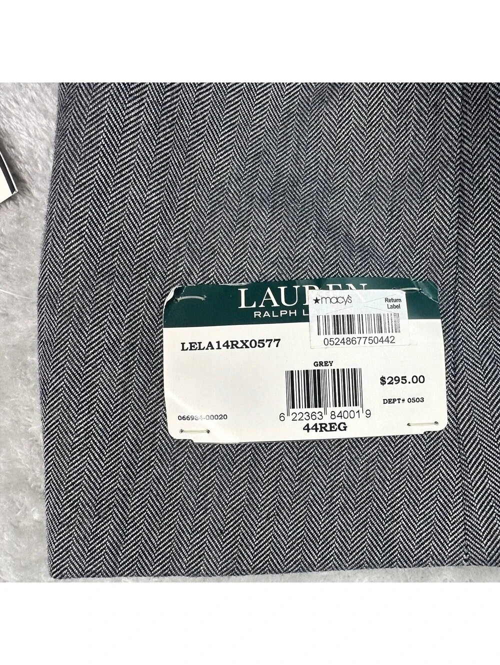 NWT Lauren Ralph Lauren Blazer Mens 44R Grey Gray Sport Coat Herringbone Formal